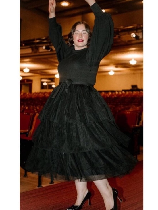 Ivy City Co. Dresses & Skirts - NEW Ivy City Co Cosette Midi Dress Black Ribbed Tulle Tiered Womens 1X